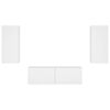 vidaXL ТВ стенни шкафове, 3 части, с LED светлини, бели