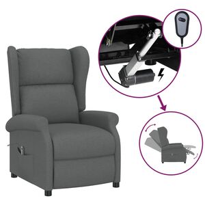 vidaXL Wingback електрически реклайнер стол, тъмносив, текстил