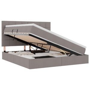 vidaXL Легло с място за съхранение и LED Таупе 160 x 200 cm Полиестер