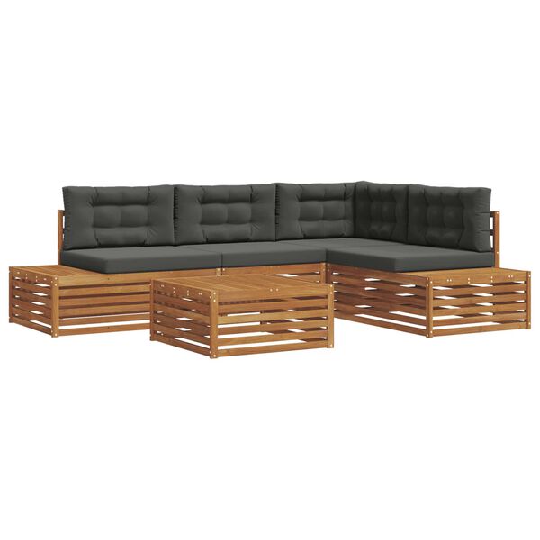 vidaXL Комплект дивани за открито 5 Брой Натурален и Антрацит