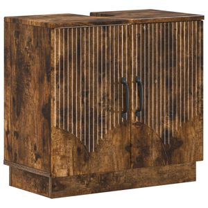 vidaXL Шкаф за мивка в баня HOORN Опушен дъб 59,5 x 31,5 x 56 см