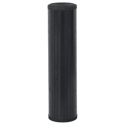 vidaXL Килим, правоъгълен, черен, 70x1000 см, бамбук