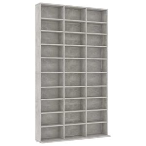 vidaXL Етажерка за компактдискове сива 102x23x177,5 см инженерно дърво