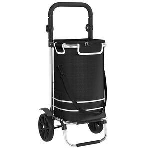 vidaXL Пазарски тролей Черно 36,5 x 46,5 x 100,5 см Оксфордска тъкан