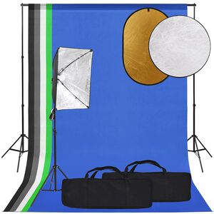 vidaXL Фотографски комплект за студио със софтбокс, фон и рефлектор