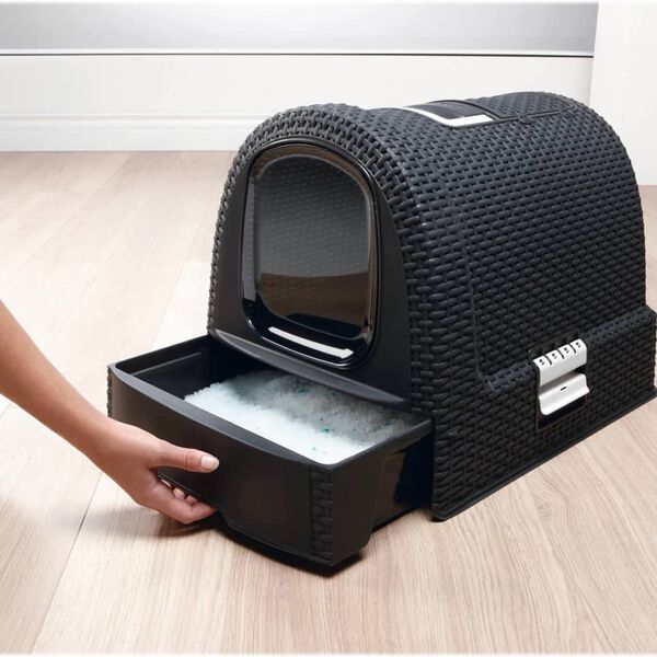 Curver Покрита тоалетна кутия за котки, 51x38,5x39,5 см, черна, 400460