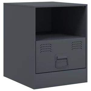 vidaXL Нощно шкафче, антрацит, 34,5x39х44 см, стомана
