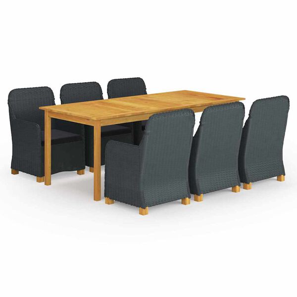 vidaXL Градински трапезен комплект, 7 части, тъмносив