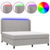 vidaXL Боксспринг легло с матрак и LED, светлосиво, 160x200 см, плат