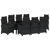 vidaXL Комплект за хранене в градината 9 pcs Черно полиратан