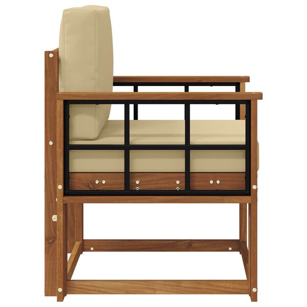 vidaXL Външен диван Солидно акациево дърво и полиестер Естествен