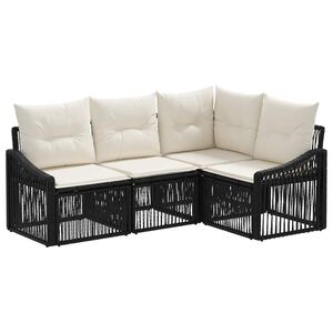 vidaXL Градински Софа Комплект 4 pcs Черно полиратан