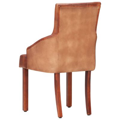 vidaXL Трапезни столове, 2 бр, кафяви, естествена козя кожа