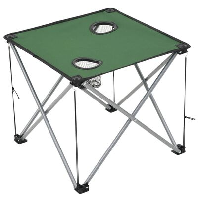 vidaXL Комплект маса и столове за къмпинг, 3 части, зелен