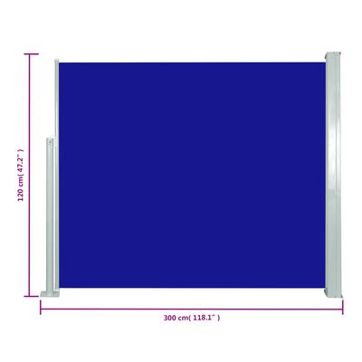 vidaXL Прибираща се странична тента, 120х300 см, синя