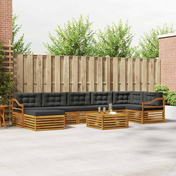 vidaXL Комплект дивани за открито 8 pcs Натурален и Антрацит