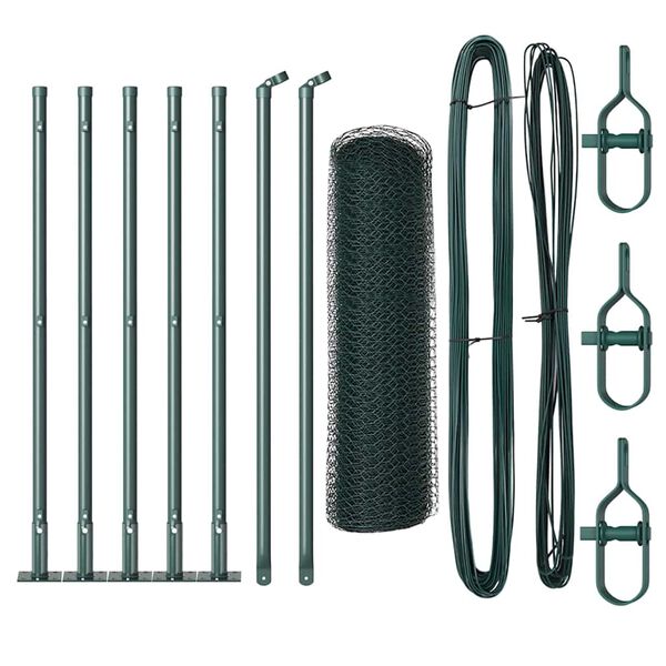vidaXL Стълб за ограда. Зелен 10 x 0,6 м (13 мм мрежа) Стомана и PVC