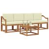 vidaXL Комплект дивани за открито 5 pcs Натурален и Крема