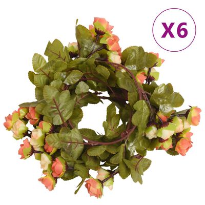 vidaXL Гирлянди от изкуствени цветя 6 бр залез червено 250 см