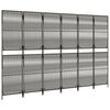 vidaXL Параван за стая, 6 панела, сив, полиратан