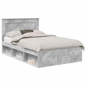 vidaXL Рамка за легло Бетоново сиво 135 x 190 cm Солидно борово дърво