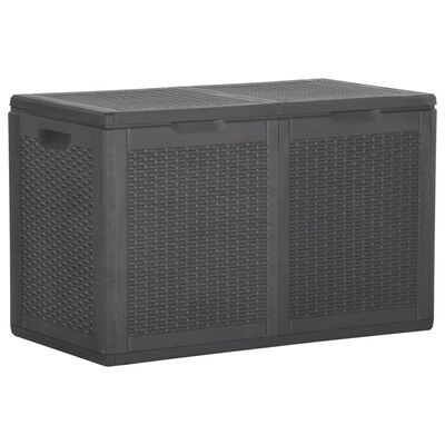 vidaXL Градинска кутия за съхранение, 180 л, черна, PP ратан