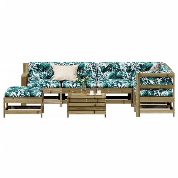 vidaXL Градински лаундж комплект 8 части с възглавници импрегниран бор