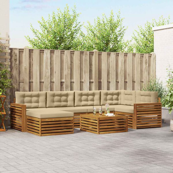 vidaXL Комплект дивани за открито 7 pcs Натурален и Бежов