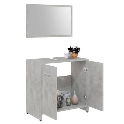 vidaXL Комплект мебели за баня от 3 части, бетонно сив, ПДЧ