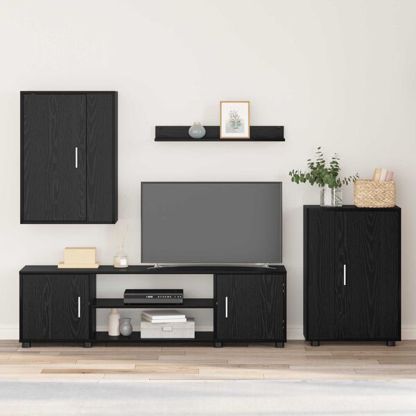 vidaXL Комплект ТВ шкаф 4 pcs Черния дъб Инженерно дърво