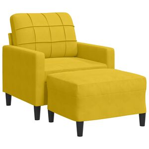 vidaXL Кресло с табуретка, жълто, 60 см, кадифе