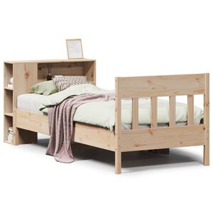 vidaXL Легло с рафтове за книги, без матрак, 75x190 см, бор масив