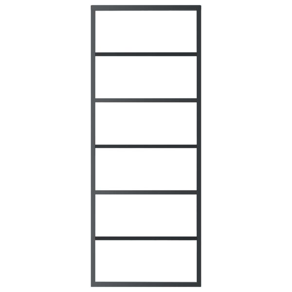 vidaXL Плъзгаща се врата с механизъм, ESG стъкло и алуминий, 76x205 см