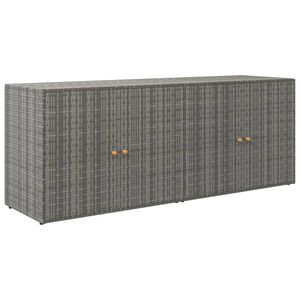 vidaXL Градински шкаф за съхранение сив 198x55,5x80 см полиратан
