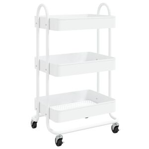 vidaXL Количка на 3 нива, бяла, 43x34x79 см, стомана
