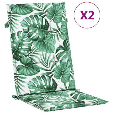 vidaXL Възглавници за столове с висока облегалка 2 бр на листа текстил