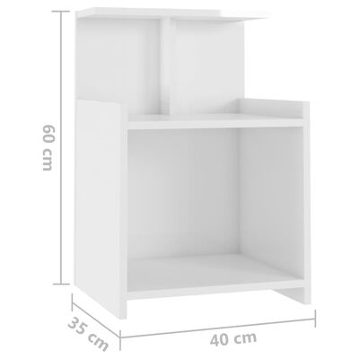 vidaXL Нощни шкафчета, 2 бр, бял гланц, 40x35x60 см, ПДЧ
