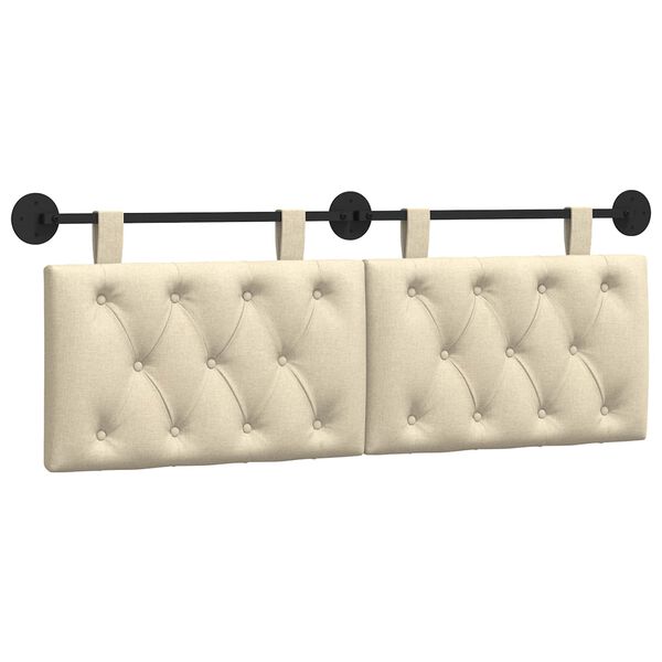 vidaXL Висяща табла Монтиране на стена Крем 130 x 55 x 7 см текстил