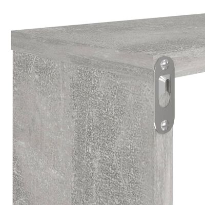 vidaXL Стенни кубични рафтове, 6 бр, бетонно сиви, 80x15x26,5 см, ПДЧ