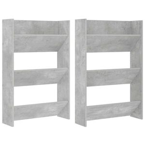 vidaXL Стенни шкафове за обувки, 2 бр, бетонно сиво, 60x18x90 см, ПДЧ