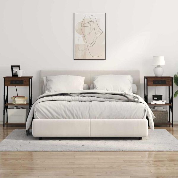 vidaXL Нощен шкаф с рафт Кафяв дъб 41 x 31 x 76 см Инженерно дърво