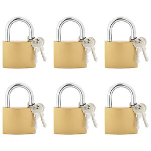 vidaXL U Lock с ключове 6 pcs Месинг Желязо