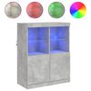 vidaXL Сайдборд с LED светлини, бетонно сив, 81x37x100 см