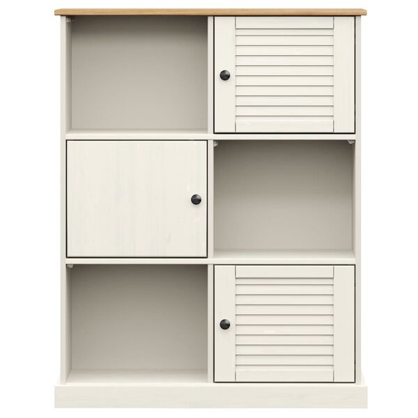 vidaXL Етажерка за книги VIGO бяла 90x35x114,5 см бор масив