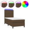 vidaXL Боксспринг легло с матрак и LED, тъмнокафяво, 100x200 см, плат