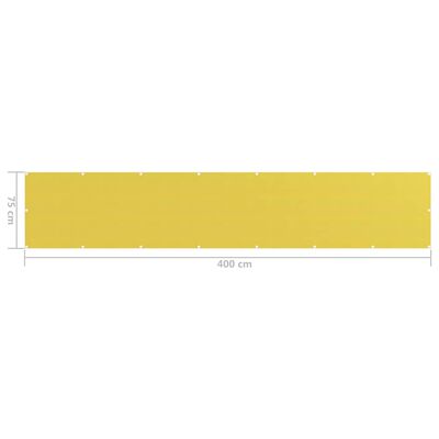 vidaXL Балконски параван, жълт, 75x400 см, HDPE