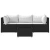 vidaXL Градински лаундж комплект с възглавници 4 части черен полиратан