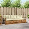 vidaXL Комплект дивани за открито 3 pcs Натурален и Крема