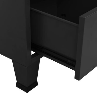 vidaXL Индустриален скрин за съхранение, черен, 70x40x115 cм, метал