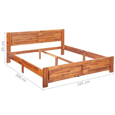 vidaXL Рамка за легло с 2 нощни шкафчета, акация масив, 160x200 cм